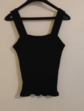 Madewell Black Ribbed Square-Neck Tank